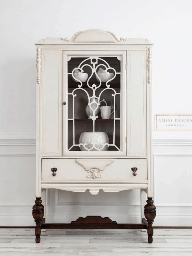 white painted Antique China Hutch