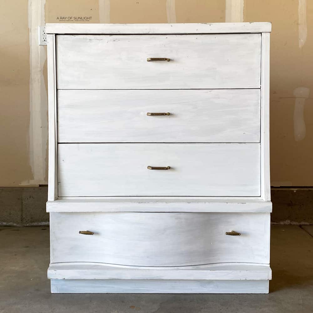 poorly painted art deco dresser makeover - before 