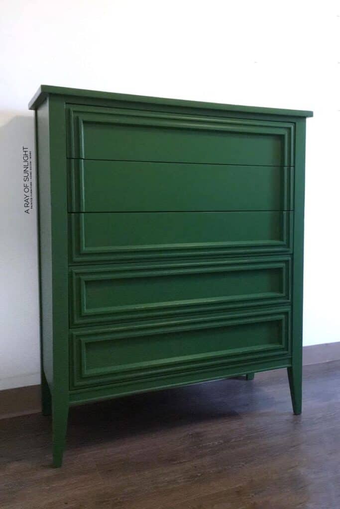Green painted modern dresser without hardware