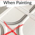 Close-up of painted wood with visible grain and a red X over it; text: How to Hide Wood Grain When Painting.