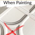 White painted wood with visible grain, crossed out in red, and text about hiding wood grain when painting.