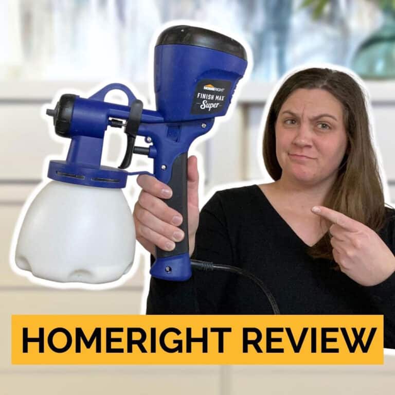 a girl holding the homeright sprayer with text overlay homeright review