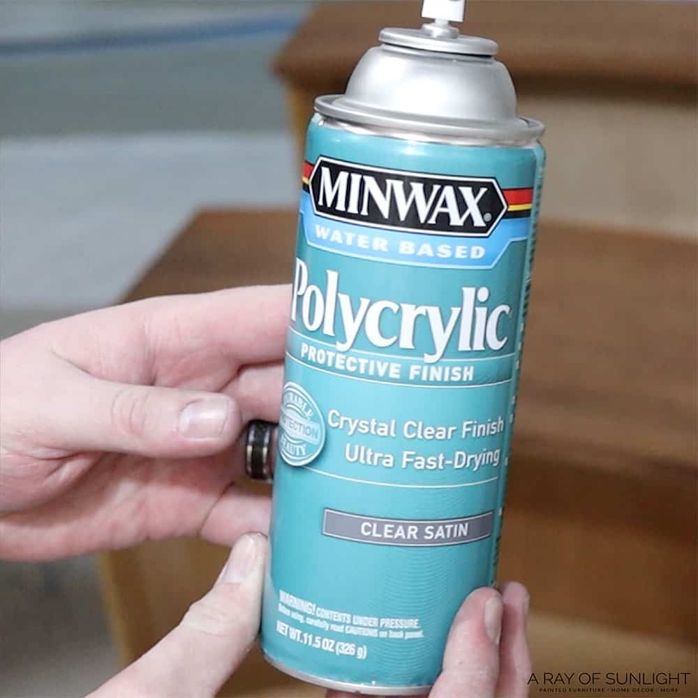 Minwax Water Based Polycrylic spray can.