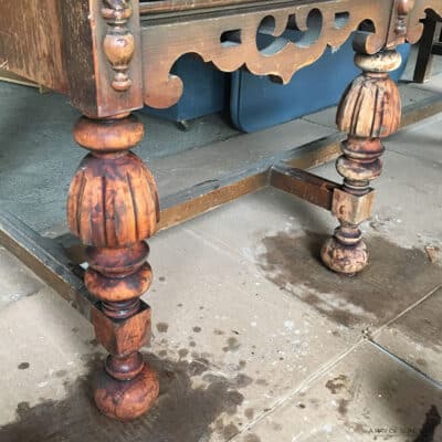 after removing stain from antique buffet legs
