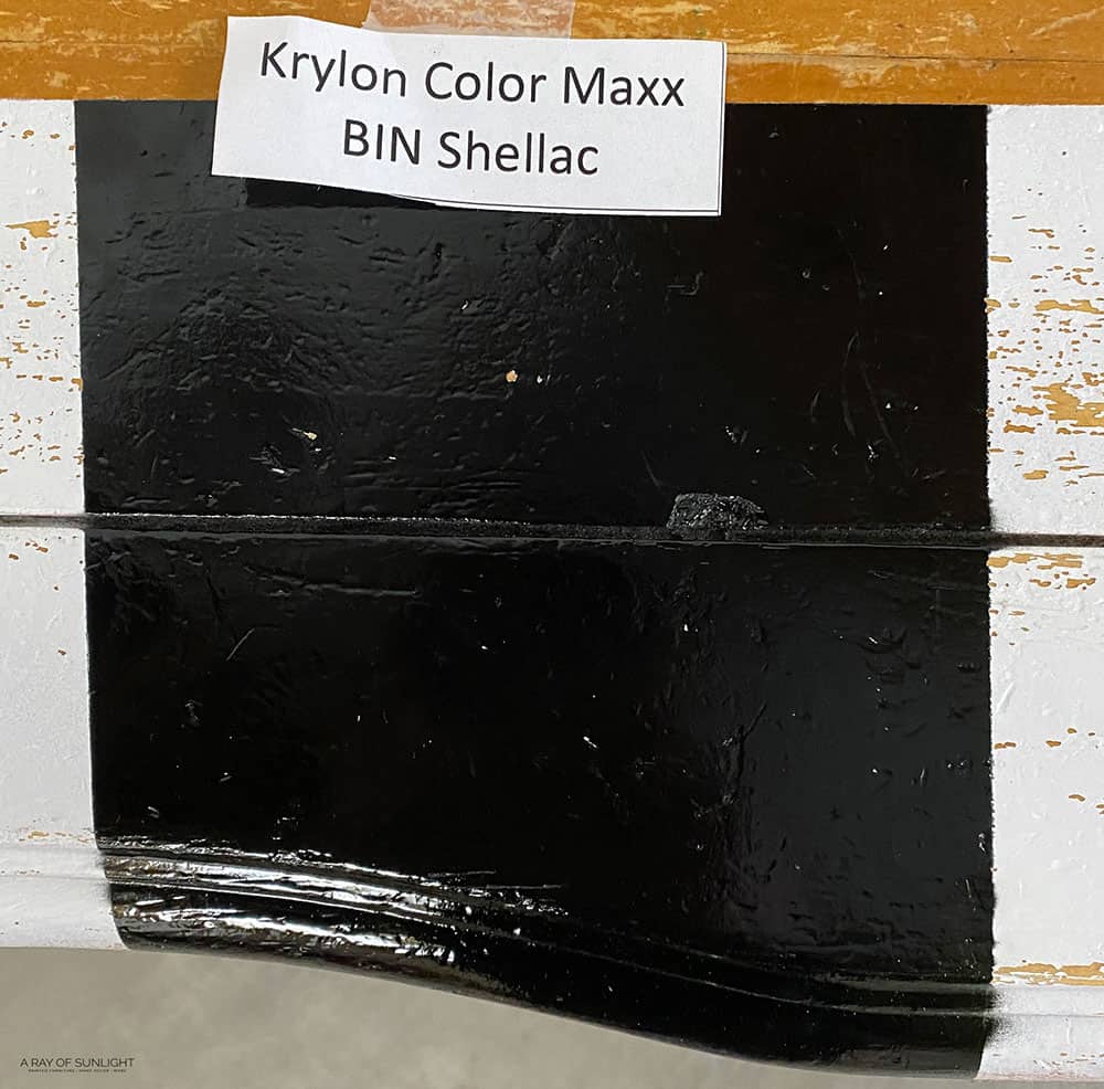 Krylon Color Maxx with Bin Shellac scratched off a little less than the 123 Primer and no primer sections.