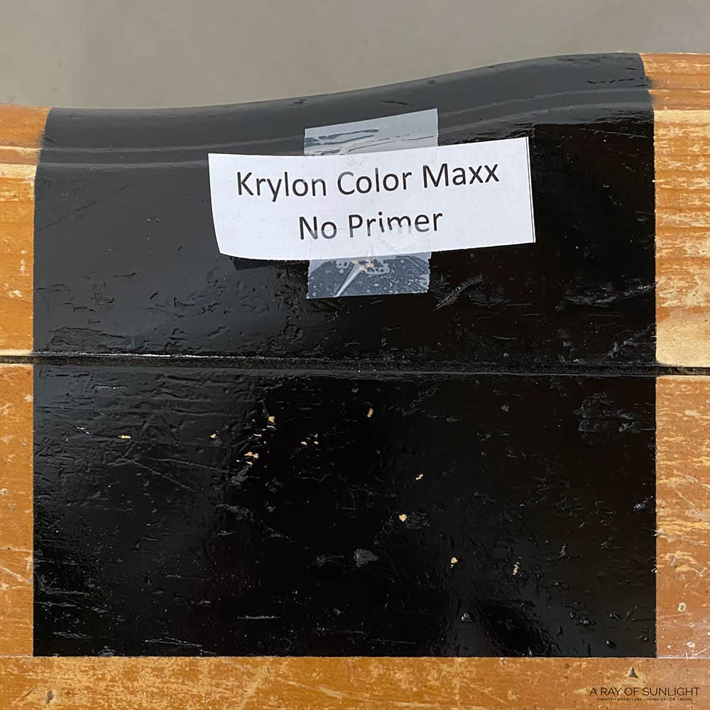 Krylon Color Maxx with no primer scratched off like the other no primer sections.