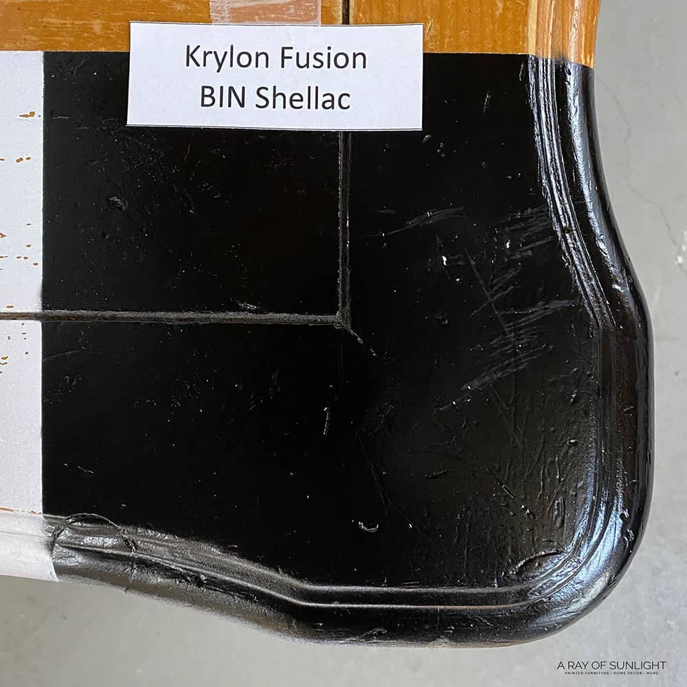 Krylon Fusion with BIN Shellac only scratched off a little bit.