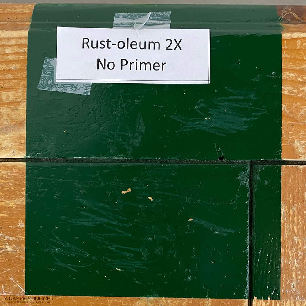 Rust-oleum 2X spray paint with no primer scratch test