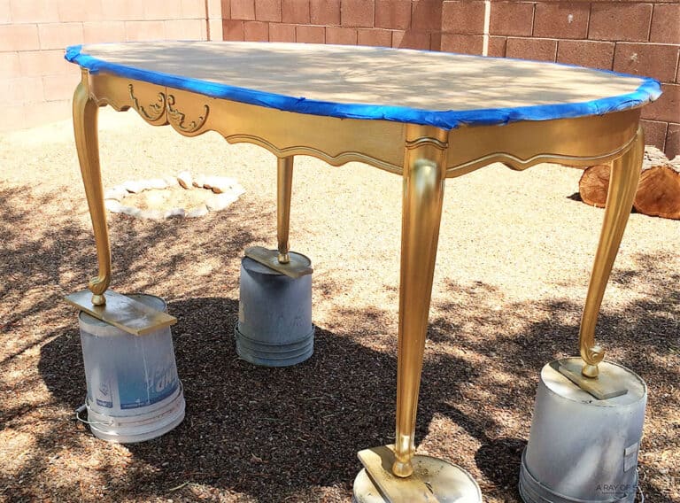 Spray Painting Furniture Gold: Dining Table Makeover