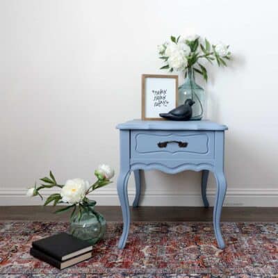 End table painted in Blue Dixie Bell Silk Mineral Paint