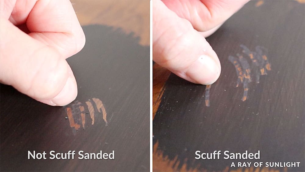 Scratch test of black paint not scuff sanded vs paint scuff sanded