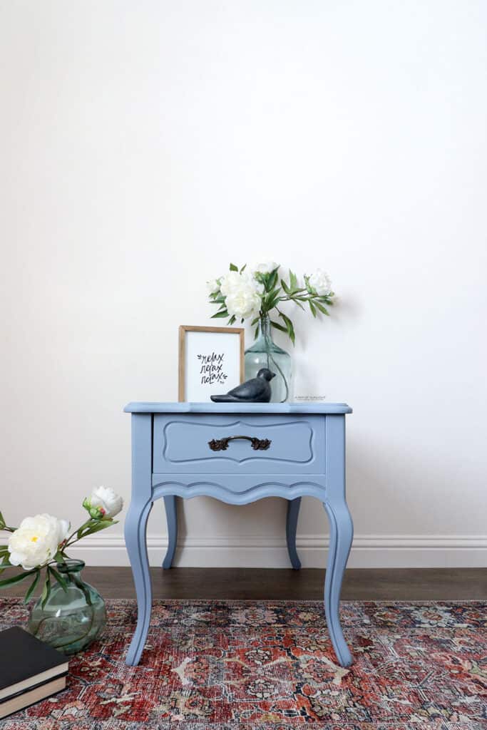 End table painted light blue with Dixie Belle Silk Paint