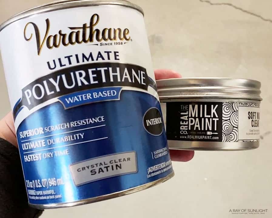 varathane waterbased polyurethane and the real milk paint soft wax