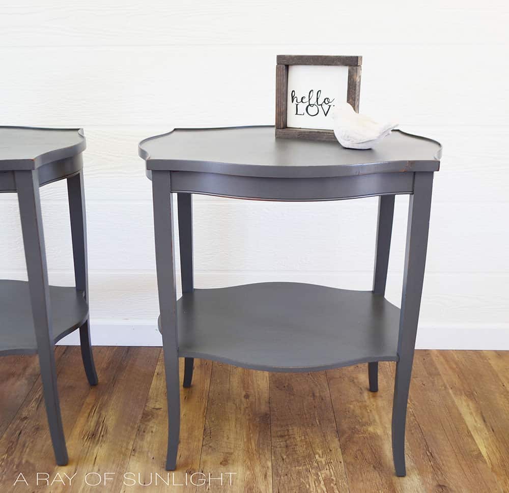 gray painted end table with country chic paint