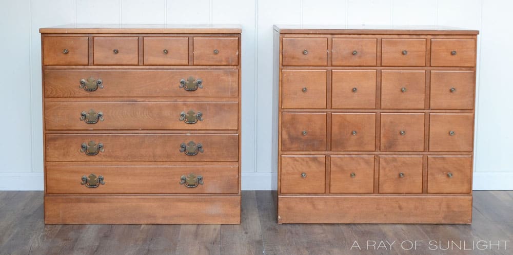 Two Ethan Allen Chests of drawers in a natural wood finish.