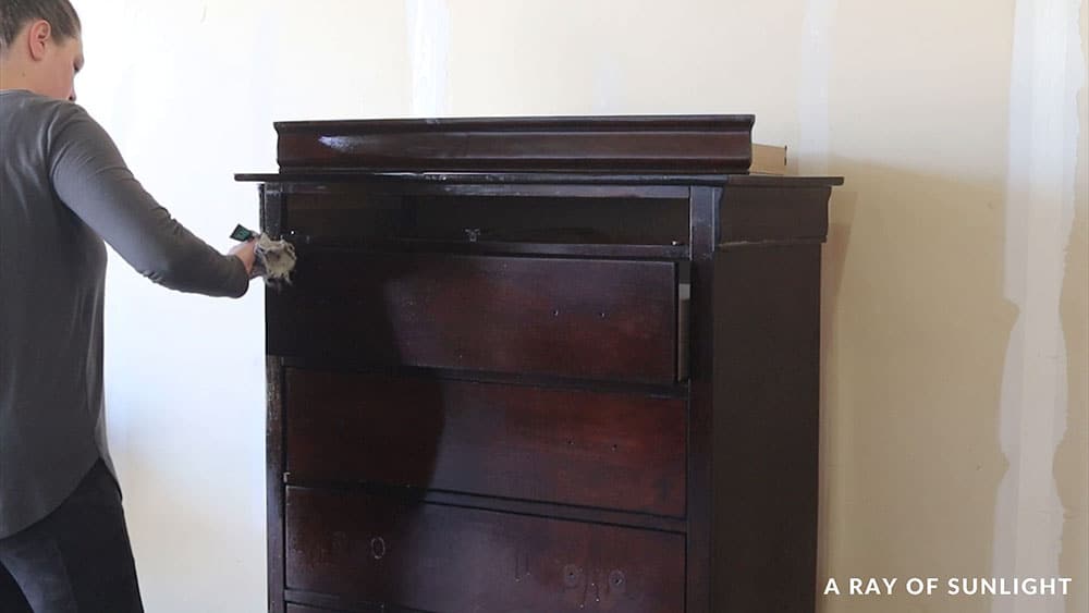 Cleaning a wood dresser