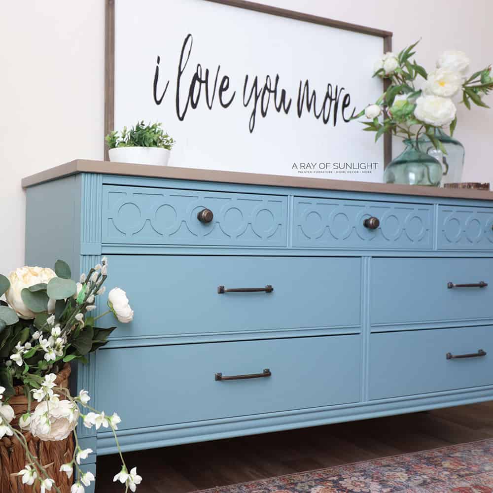 Finished dresser makeover using Fusion mineral paint.