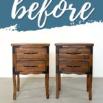 Handcrafted wooden nightstands with metal accents, perfect for rustic or vintage bedroom decor.