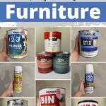 Collage of various furniture paint primer cans and sprays, with the title The Best Primers for Painting Furniture.