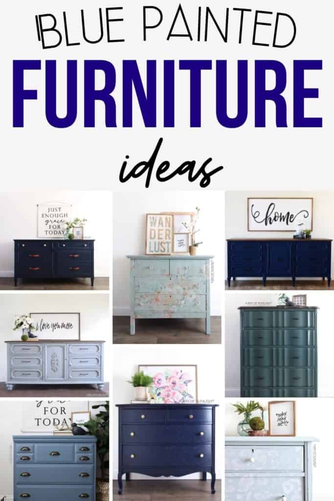 blue painted furniture collage