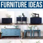 blue painted furniture collage