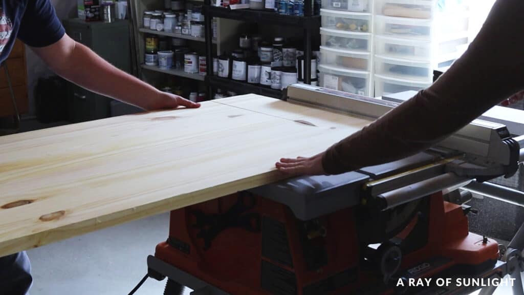 cutting wood on a table saw