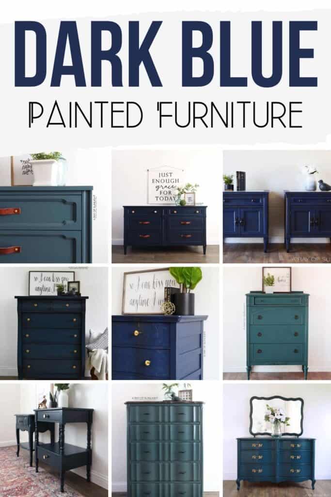 dark blue painted furniture collage