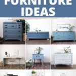 blue painted dressers, cedar chest, tables collage