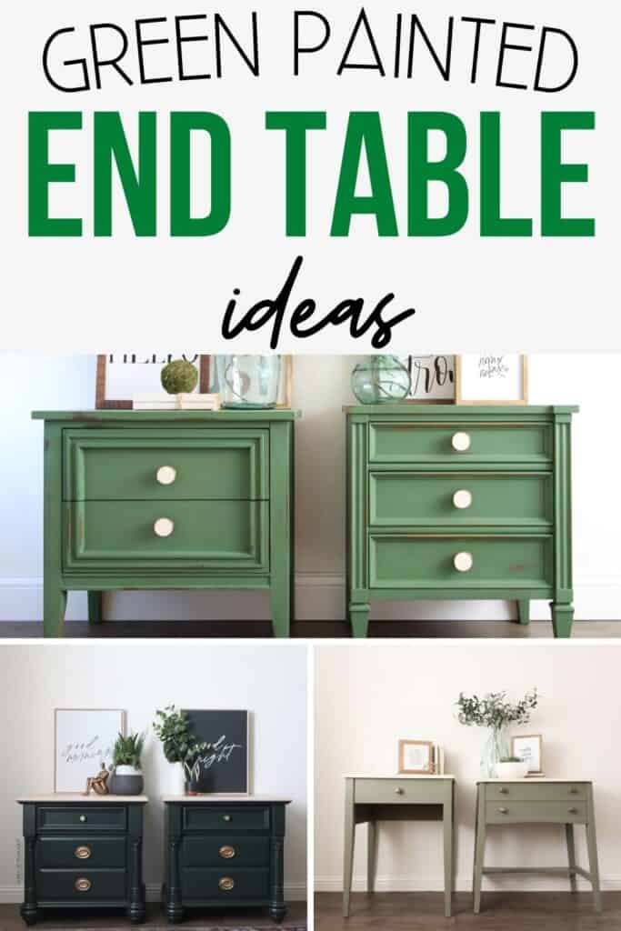 green painted end table collage