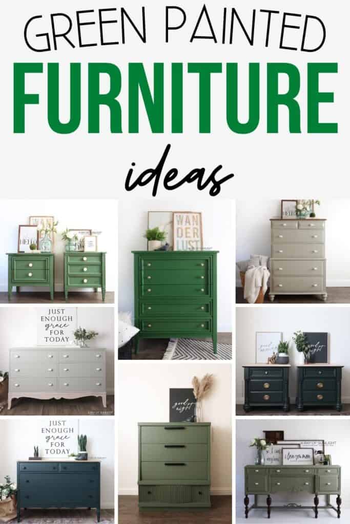 green painted furniture collage