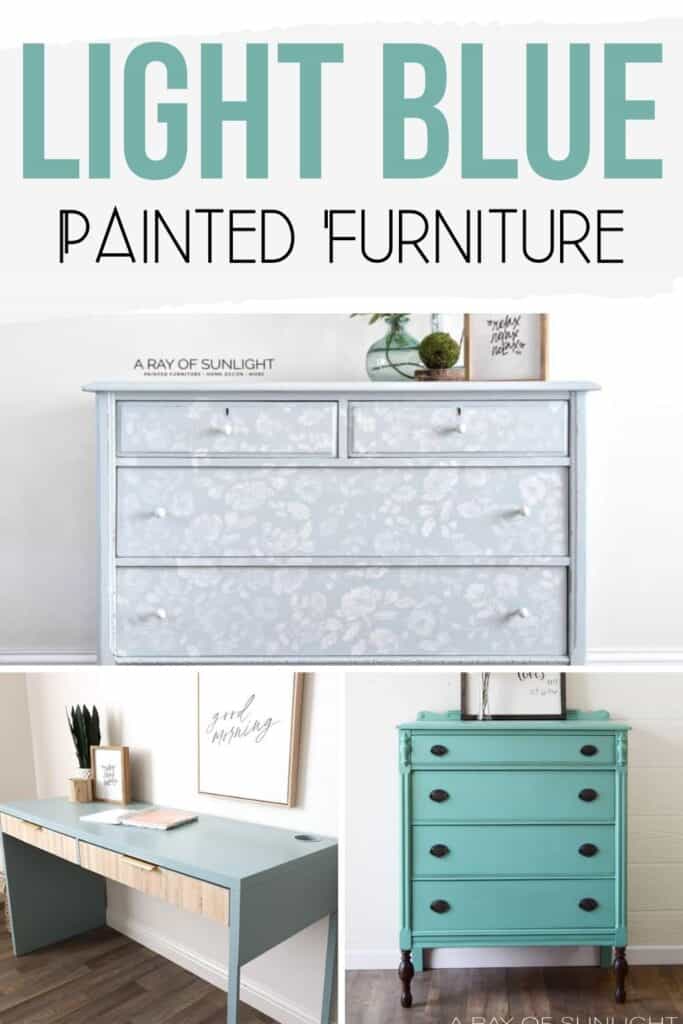 light blue painted furniture collage