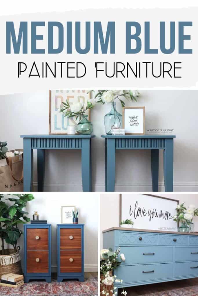 medium blue painted furniture collage