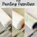 Three types of paint rollers on a surface, labeled Best Rollers for Painting Furniture with a VS sign.