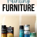 Six different topcoat products for painting furniture are displayed beneath a sign reading Topcoats for Painting Furniture.