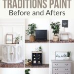 Collage of furniture before and after being painted with Heirloom Traditions Paint in various colors and styles.