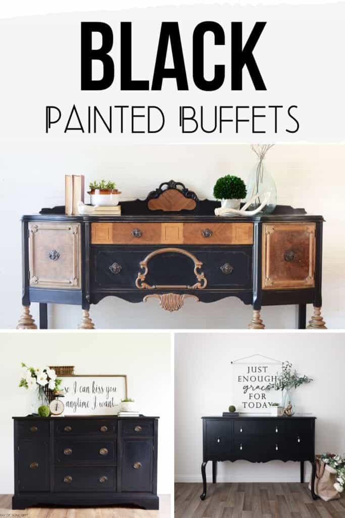 collage of black painted buffets