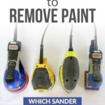Removing old paint with electric sanders for smooth, efficient results in home improvement projects.