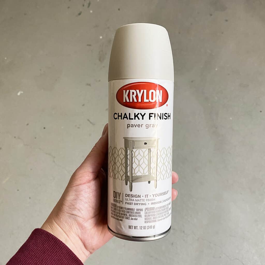 bottle of krylon chalky finish spray paint in paver gray