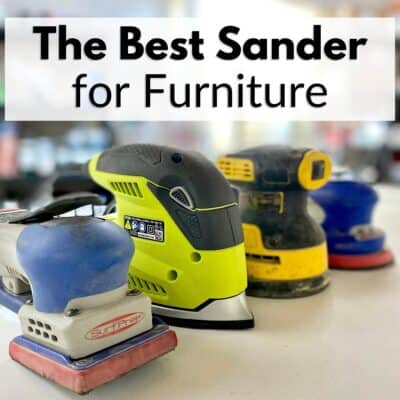 power sanders lined up with text overlay the best sander for furniture