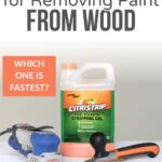 Three paint removal tools and a bottle of Citristrip stripping gel on a white surface