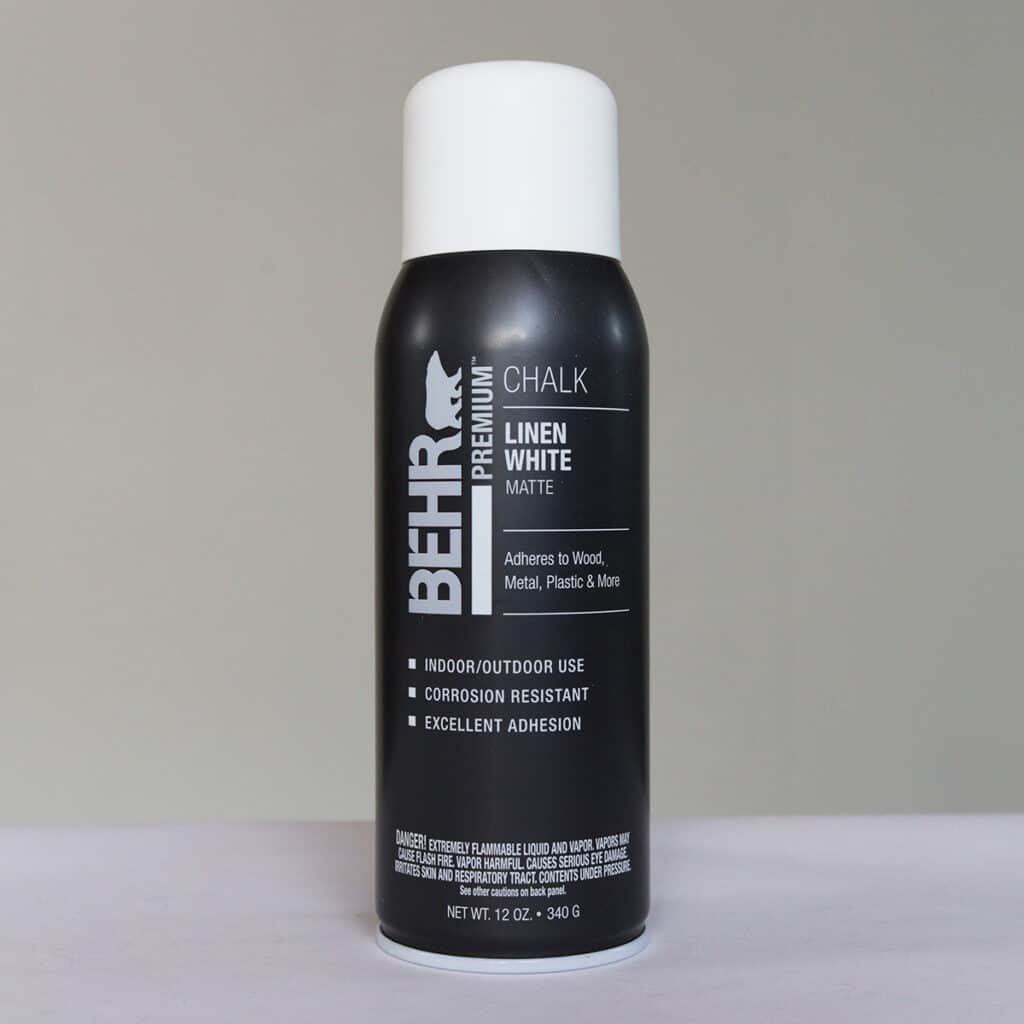 bottle of behr chalk spray paint in classic noir
