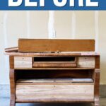 old sanded down wooden dresser before makeover