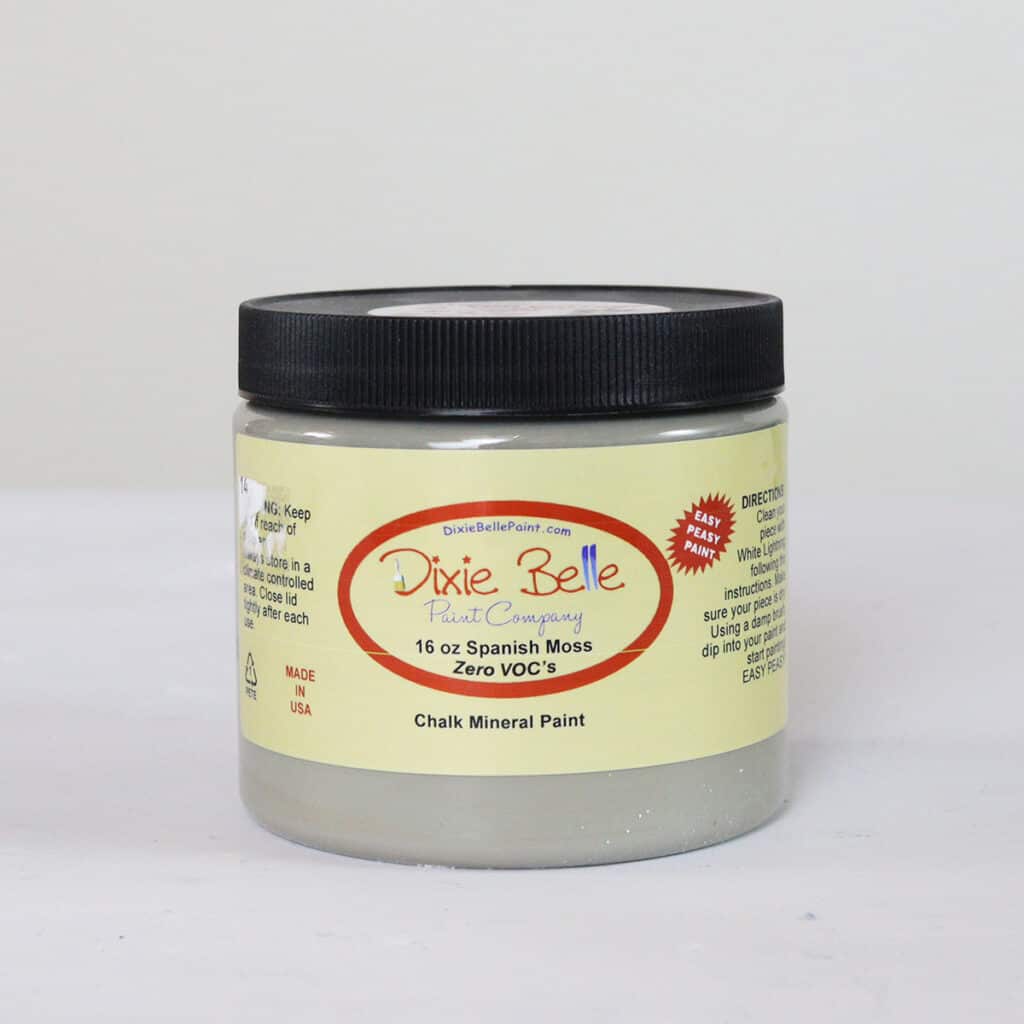 jar of dixie belle's chalk mineral paint in spanish moss