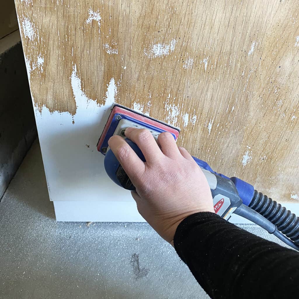 removing white paint from wood furniture with a surfprep 3x4 sander