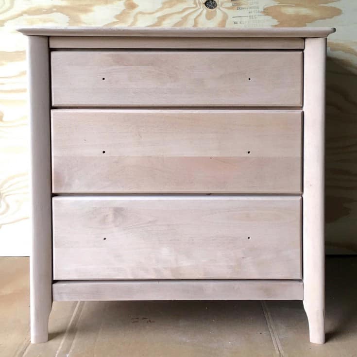sanded, raw wood nightstand