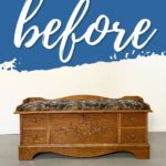 old cedar chest with a floral cushion