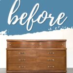 Wooden dresser with 8 drawers before makeover