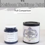 Fusion Mineral Paint and Heirloom Traditions Paint containers side by side on a white background.