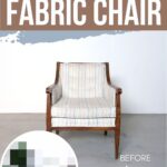 wooden armchair with fabric upholstery before and after makeover