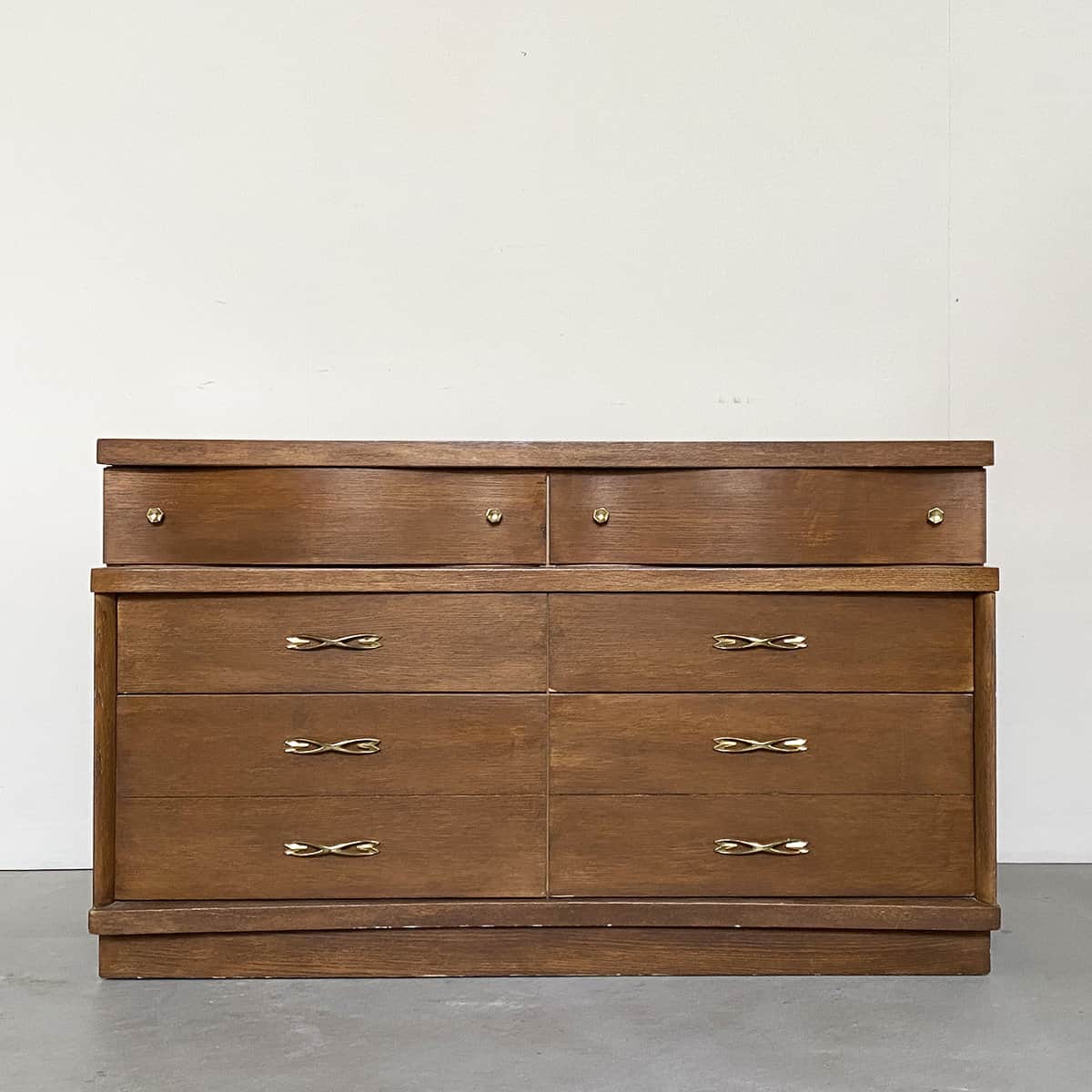 wooden dresser with drawers before makeover